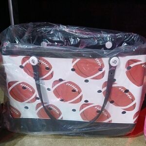 Football Print Bogg Like Bag Large Size